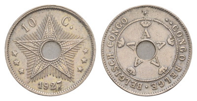 Бельгийское Конго 10 сантимов 1927 Альберт I (1909-1934) KM 18 медно-никель 4655-568