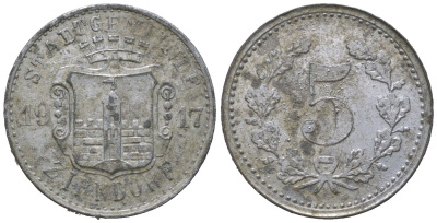 Цирндорф (Бавария) 5 пфеннигов 1917 Funck 626.1, Men18 35138.1 цинк 4588-1223