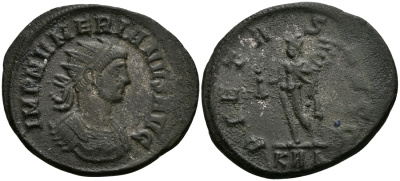 Римская Империя аврелианиан 284 Нумериан PIETAS AVGG, Пиетата, персонификация Благочестия Рим Good Very fine RIC 416 бронза 1073-2-6-5