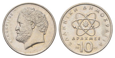 Греция 10 драхм 2000 Демокрит KM 132 медно-никель UNC 4707-531