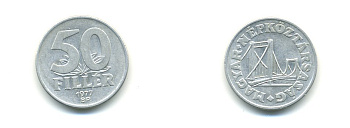 Венгрия 50 филлеров 1977 BP мост Елизаветы в Будапеште KM 574 алюминий 56-942