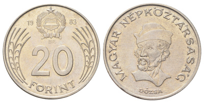 Венгрия 20 форинтов 1983 Дьёрдь Дожа KM 630 медно-никель 4699-1151