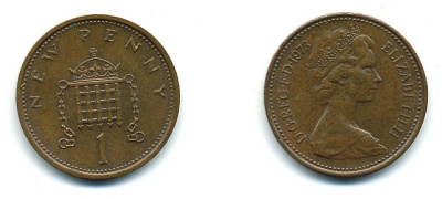 Великобритания 1 пенни 1973 Елизавета II (1952-2022) КМ 915, Spink B1 бронза 4110-746