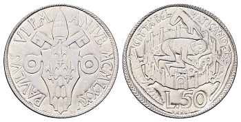 Ватикан 50 лир 1975 Священный год KM 129 нержавеющая сталь UNC 4699-631